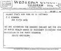 Telegram F. Kreisler. October 11, 1955